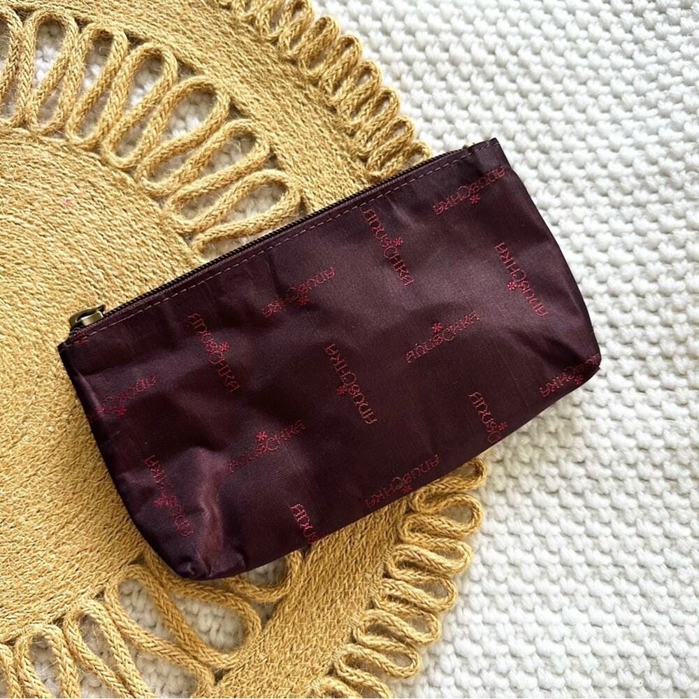 Anuschka Purple Wine Jacquard Branded Replacement Small Zip Cosmetic Coin Pouch